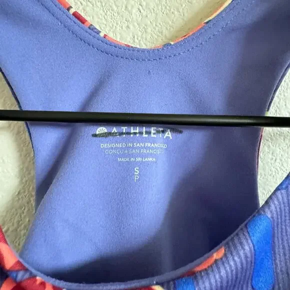 Athleta Blue Floral Printed Conscious Crop Racerback Top A-C Cups Women's S NWT - Picture 3 of 7